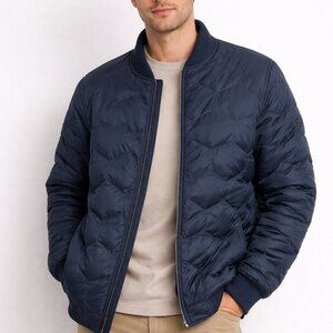 Columbia Reversible Puffer Jacket Size L Dark Blue Zip Up Insulated Coat